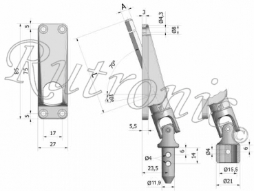 Preview: Abdeckplatte 27x85mm 70°